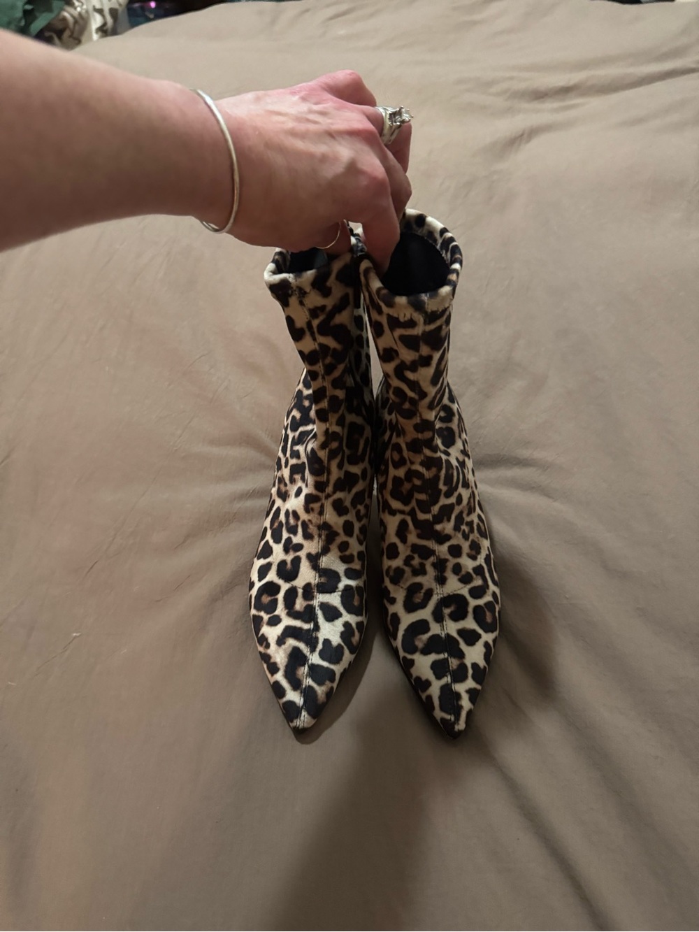 Steve Madden Leopard-Print Pointed Ankle Booties - Black & Brown